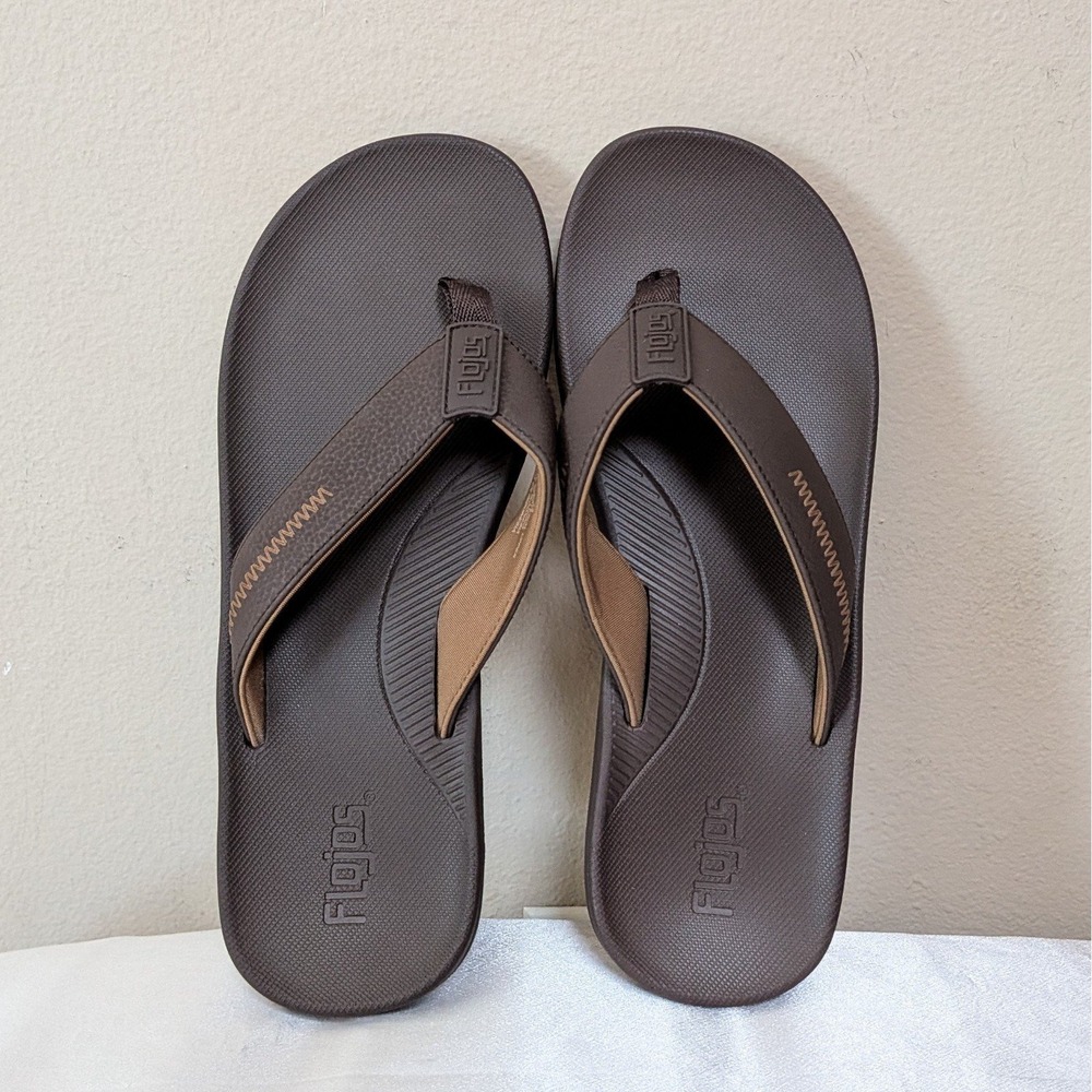New Flojos Men's Flip Flop Sandals Brown Size 13